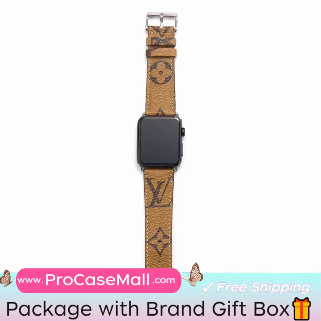 Classic LV Monogram Leather Checkerboard Canvas Apple Watch Strap