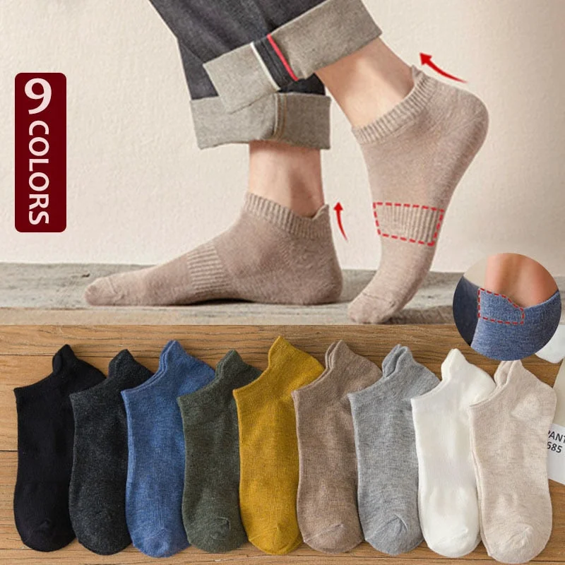 FINETOO 3 Pairs/Set Cotton Men's Socks Harajuku Boat Socks Lift Up Solid Colors Man Sock Sox  Male Invisible Short 38-44 Socks