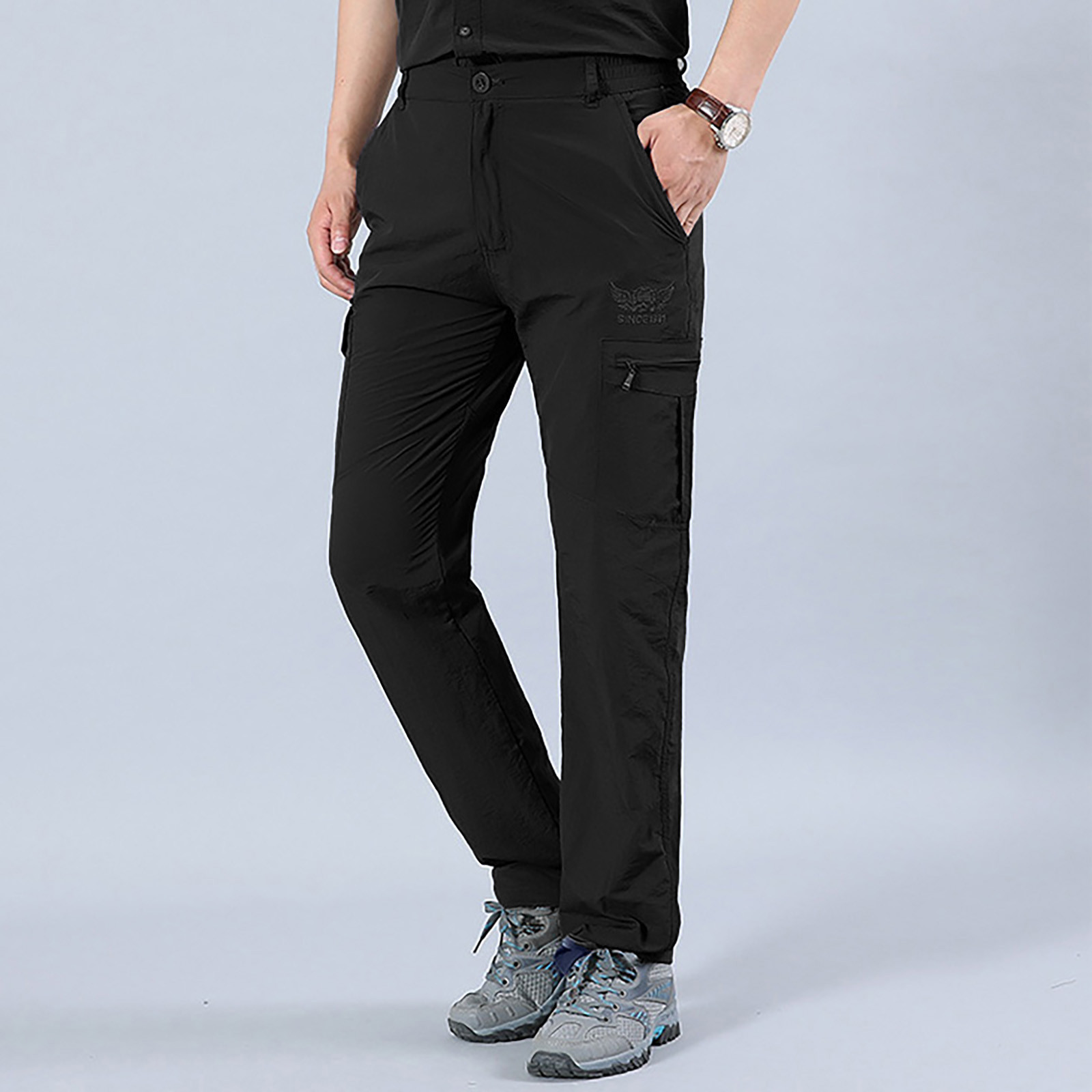 Wlntempo Mens Stretch Work Hiking Pants Quicking Dry Lightweight Windproof Outdoor Travel Climbing Breathable Straight Leg Sweatpants