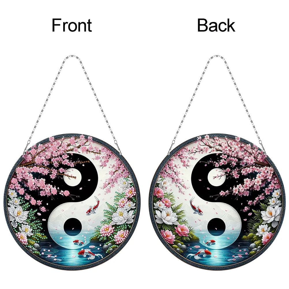 Fish Yin Yang 2D Flat DIY Diamond Painting Set Diamond Art Pendant Home Decor