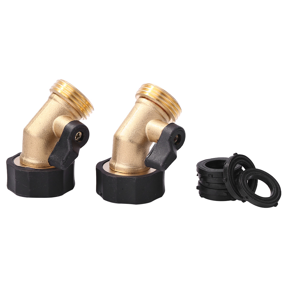 

2pcs Gooseneck Brass Garden Hose Shut off Valve 3/4 inch with 8 Washers, 501 Original