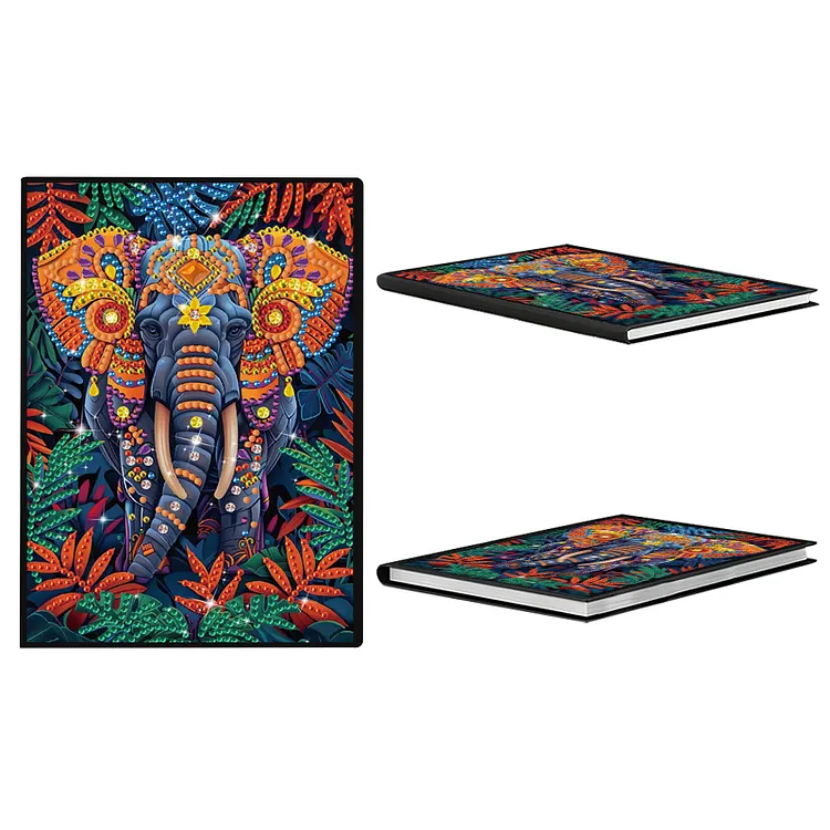 【Notebook】Elephant 50 Pages A5 PU Diamond Painting Notebook No Lines for Adult Beginner Home Decor DIY Crafts Gift gbfke