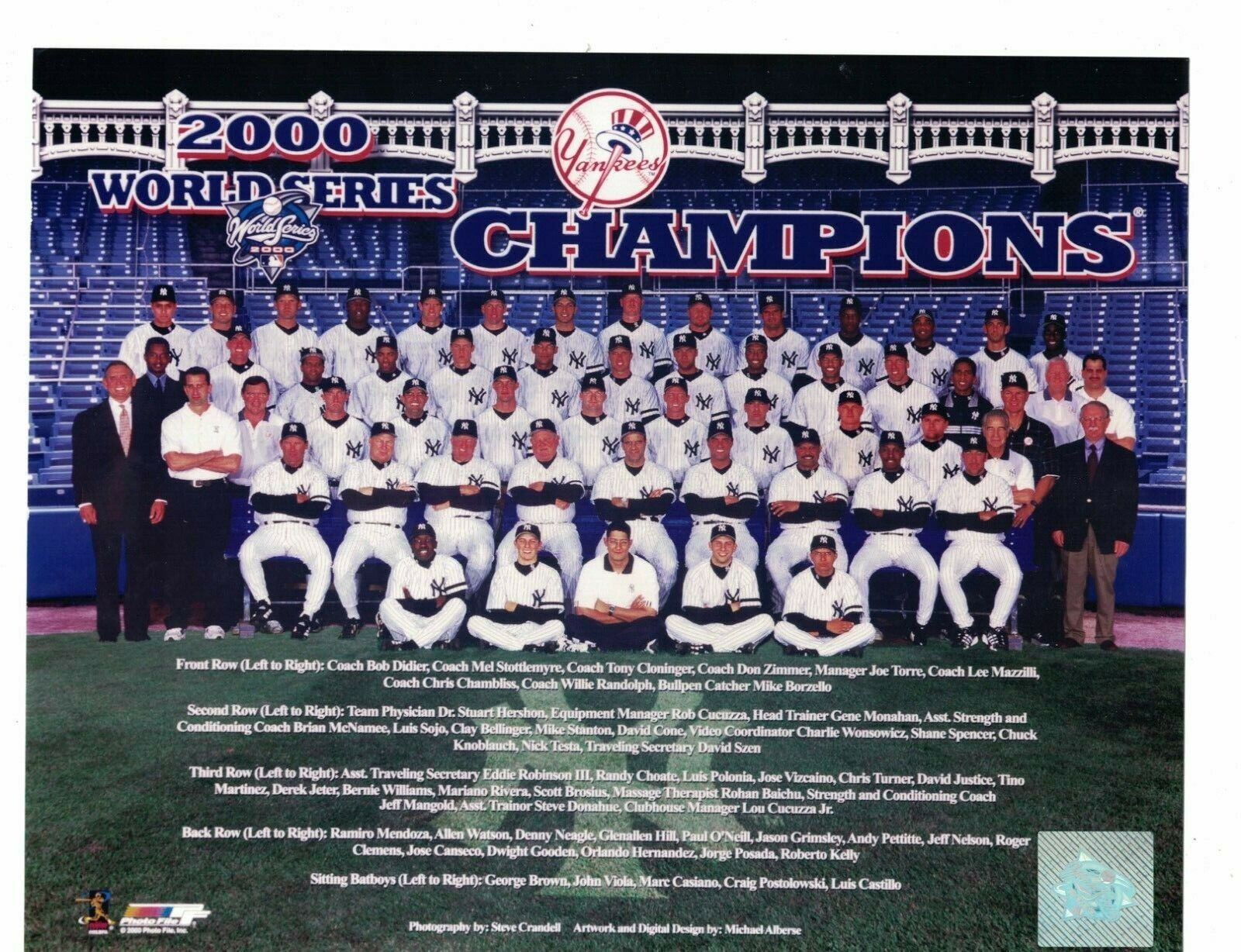 2000 World Champions New York Yankees Team Photo Poster painting Derek Jeter