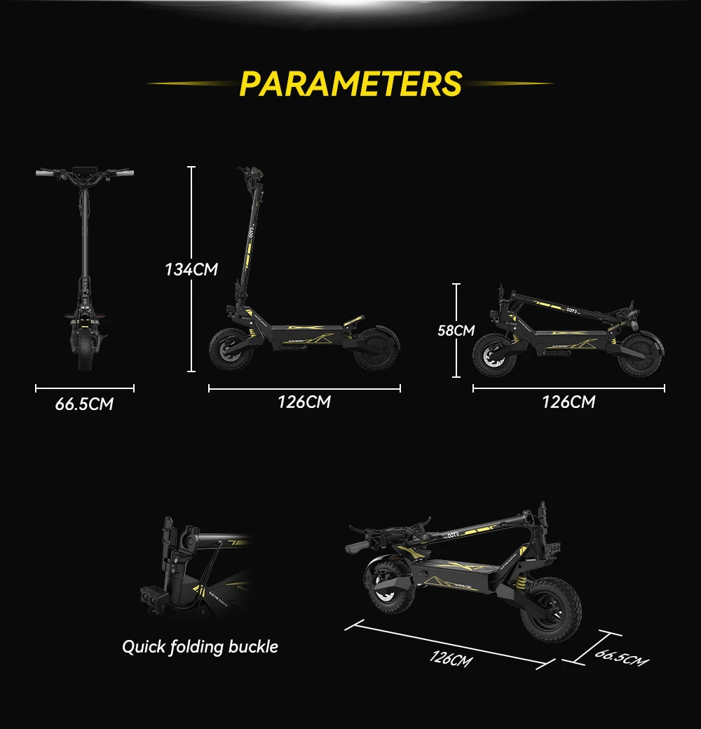 OOTD T10 Electric Scooter, 500W Motor, 48V 13AH Battery, 11 inch Vacuum Tires, 50km/h Max Speed, 45km Range, Front & Rear Disc Brakes, Front & Rear Spring Shock Absorber