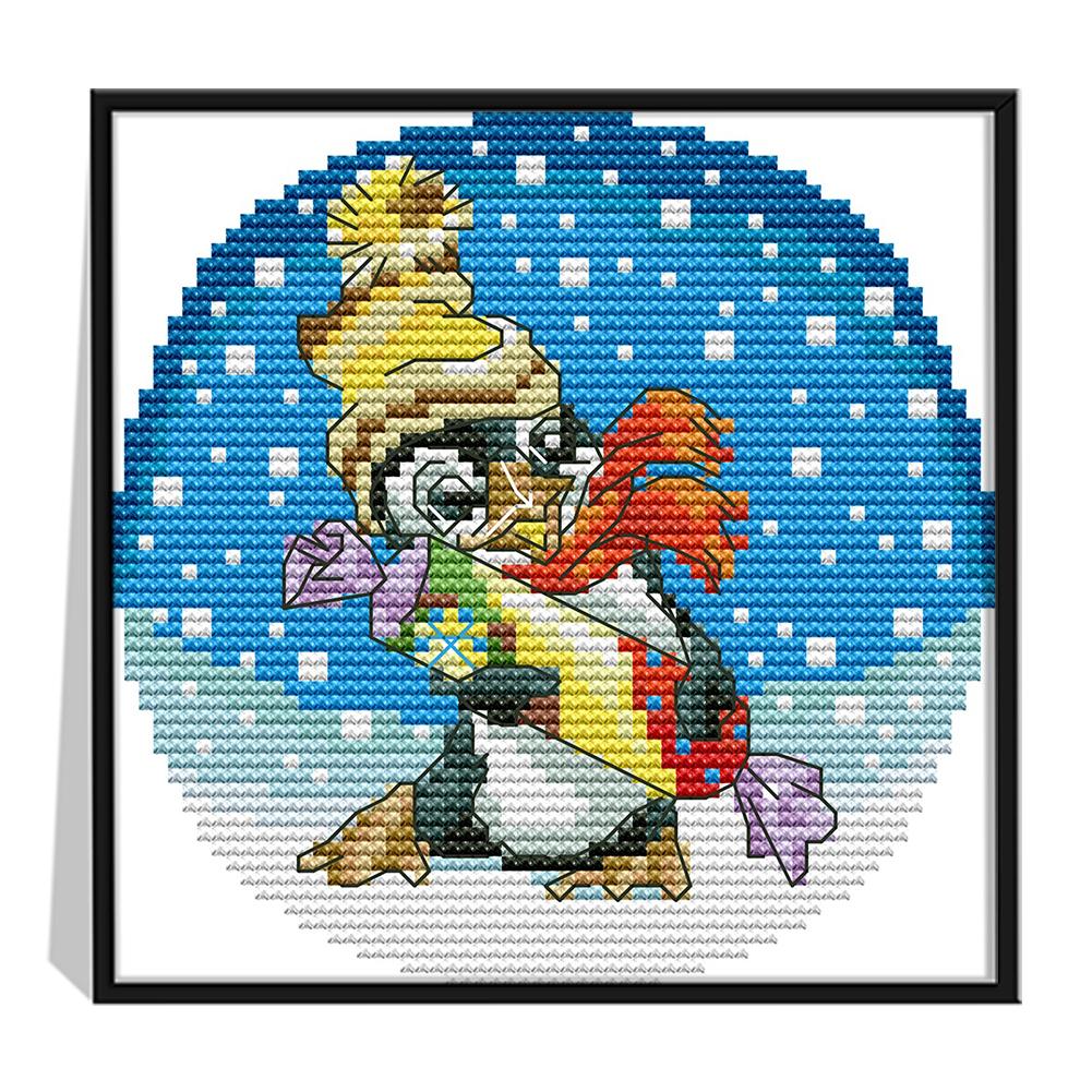 

penguin - 14CT Stamped Cross Stitch - 16*16cm, 501 Original