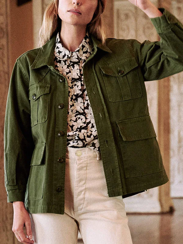 vintage workwear multi-pocket ladies jacket