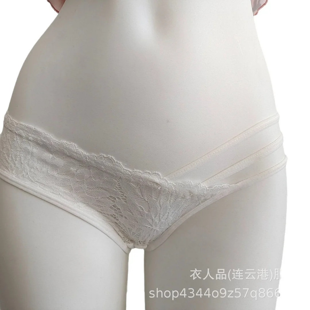Uveng Women's Sexy Low-Rise Hollow Thin-Swear Panties Breathable Cotton Bag Hip Lace Strapped Shorts