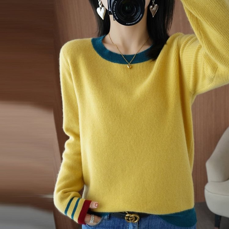 Vintage Shift Color-Block Cotton-Blend Sweater