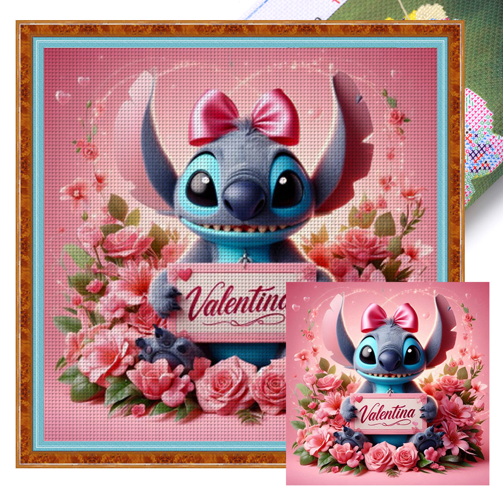 Stitch With Pink Rose Full 11CT Pre-stamped Canvas(40*40cm) Cross Stitch