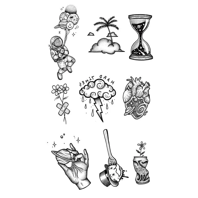 Waterproof Temporary Tattoo Stickers Butterfly Tiger Feather Design Tattoo Children Black Body Art Fake Tattoos for Men Women