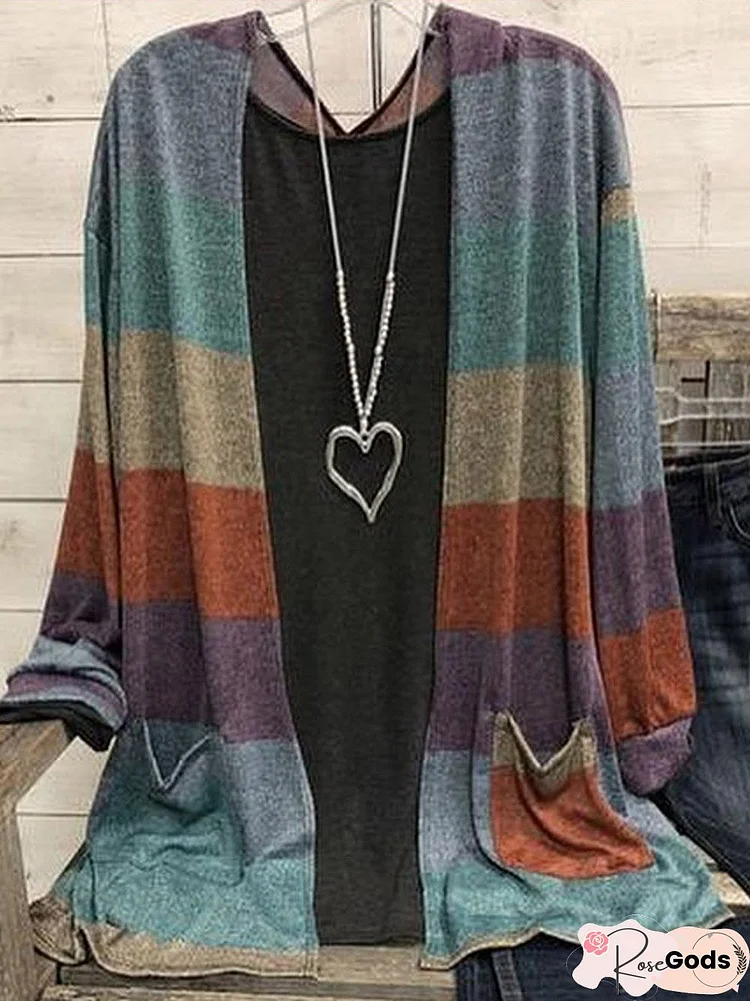 Color Long Sleeve Casual Cardigan