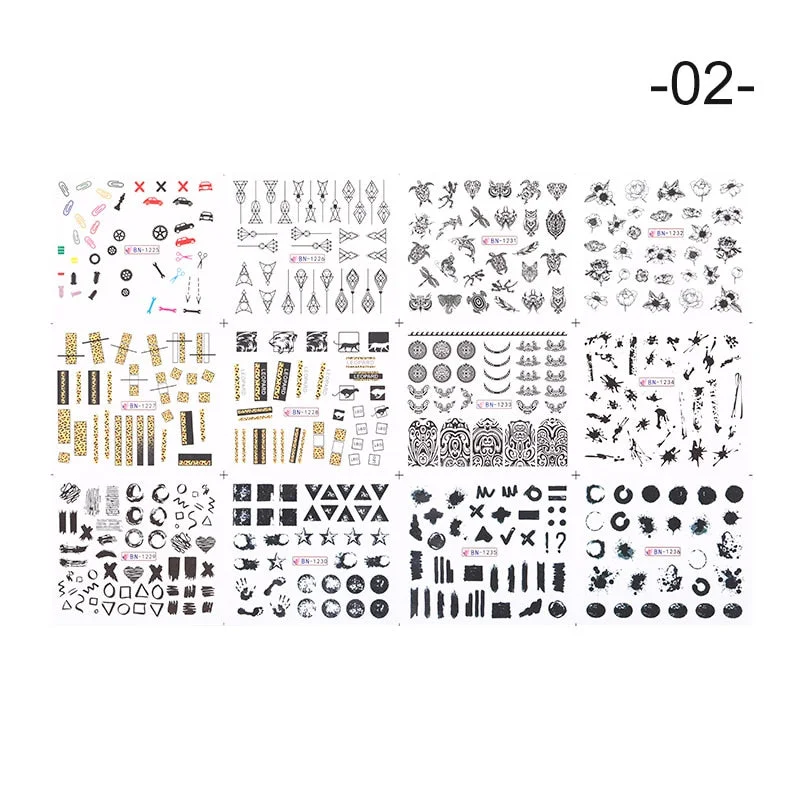 12Pcs Summer Fruit Water Decals Fruit/Kiwi/Banana/Lemon/ Strawberry Designs DIY Nail Stickers Wraps Slider Decoration