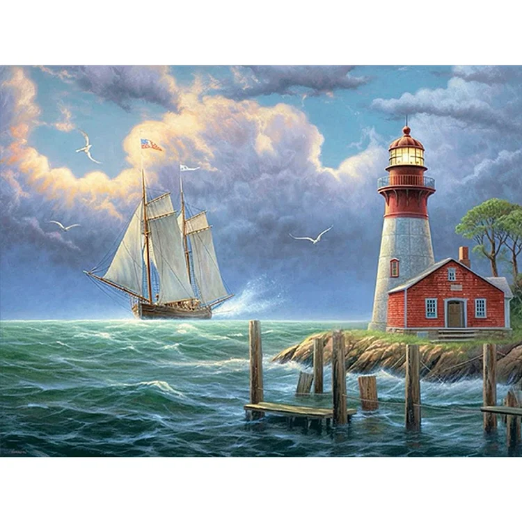 Mimik Sea Lighthouse Diamond Painting,Paint by Diamonds for Adults, Diamond  Art with Accessories & Tools,Wall Decoration Crafts,Relaxation and Home