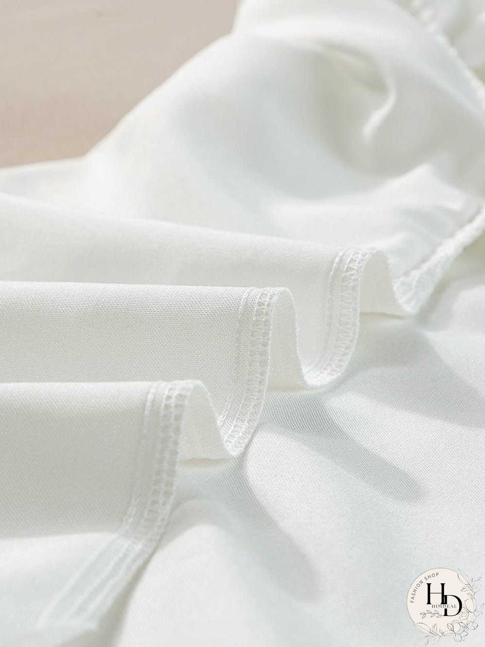 White Mock Neck Blouse with Ruffles