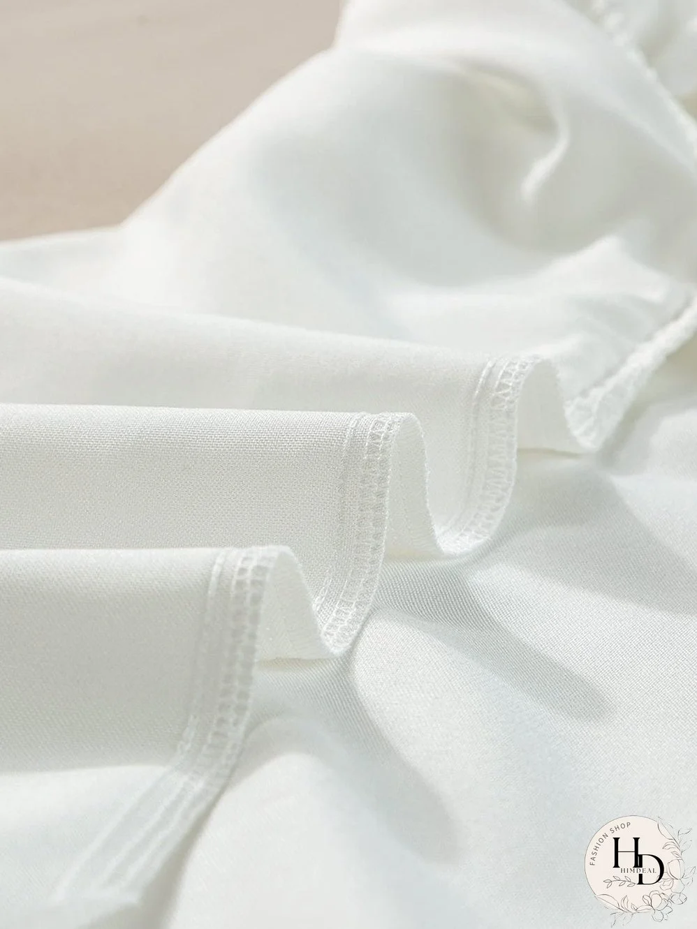 White Mock Neck Blouse with Ruffles