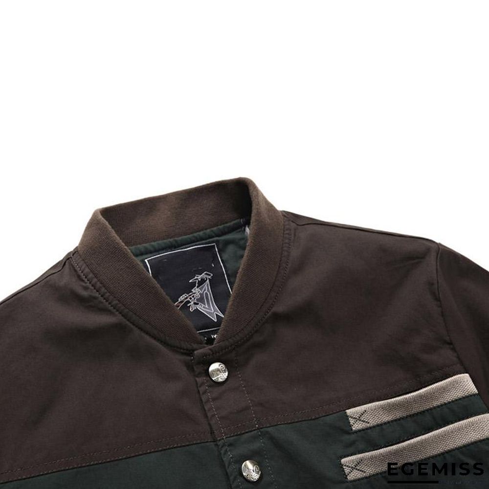 Men Casual Autumn Stand Jacket Cotton Outwear Patchwork Man Coat Size M-3XL | EGEMISS