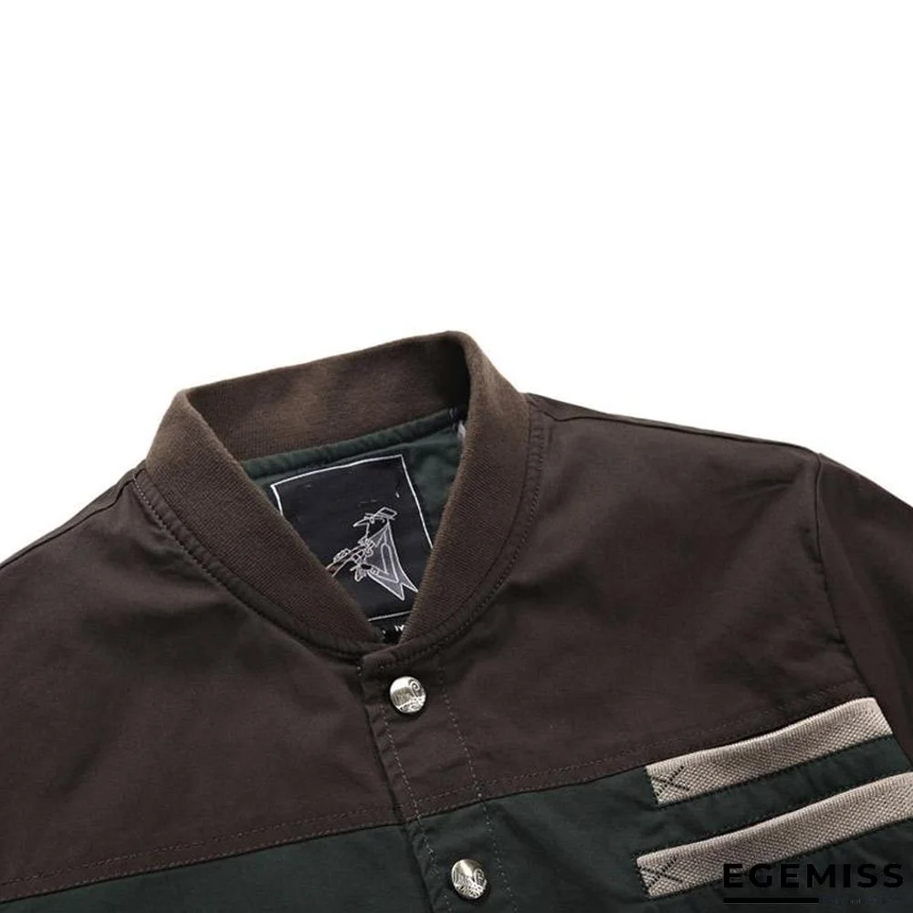 Men Casual Autumn Stand Jacket Cotton Outwear Patchwork Man Coat Size M-3XL | EGEMISS