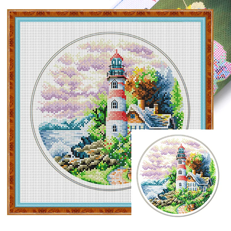 『Spring Brand』Lighthouse Garden  - 11CT Spring Brand Brand Stamped Cross Stitch(35*35cm)