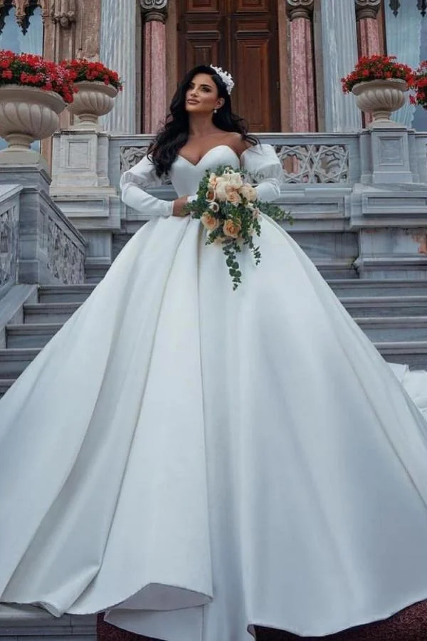 Amazon.com: GREOENEL Amor Gorgeous Pearl Wedding Dress 2023 Satin  Sleeveless Ball Gown Court Train Princess Bride Plus Size (as1, Alpha,  one_Size, Regular, Regular) White : Clothing, Shoes & Jewelry