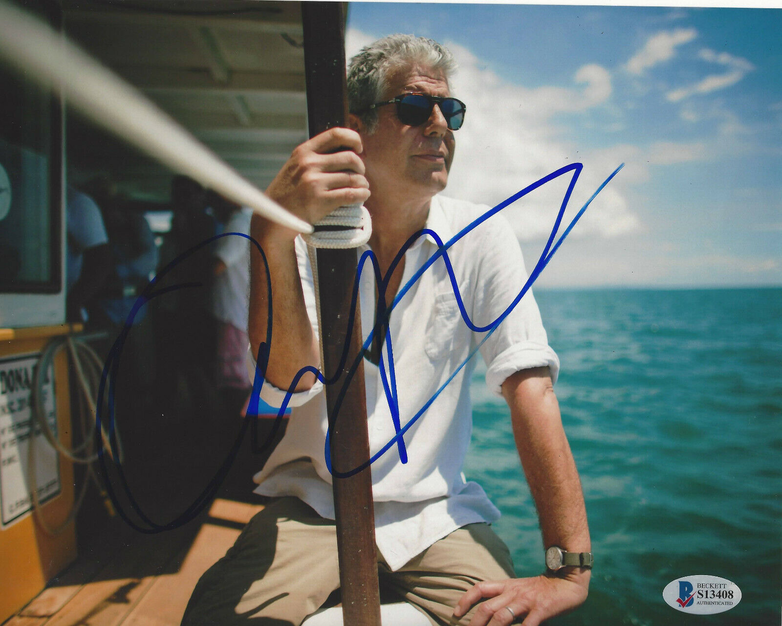 ANTHONY BOURDAIN SIGNED 8x10 Photo Poster painting 2 PROOF NO RESERVATIONS CHEF BECKETT COA BAS