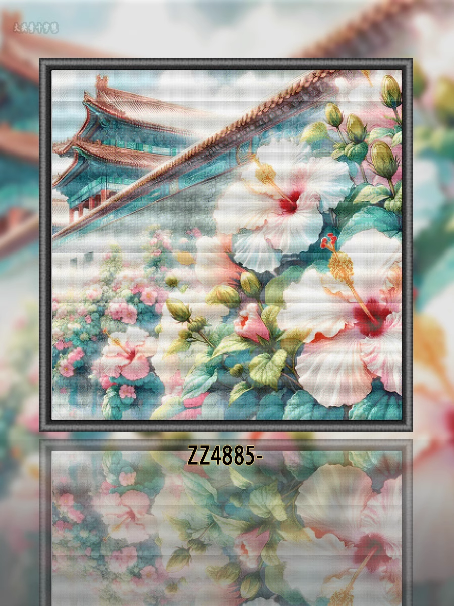1set DIY Printed Cross Stitch Kit 【ZZ4885- Palace Wall Flowers】printed (stamped) cross-stitch Painting Fairy Cross Stitch