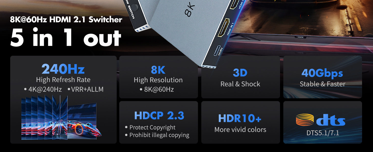 hdmi switcher 5 in 1 out