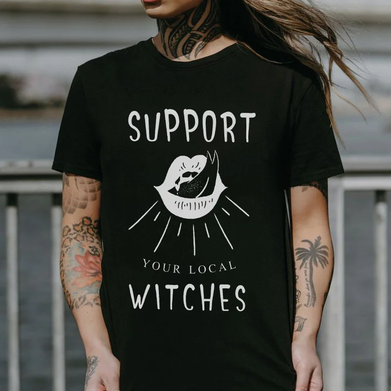 Support You Local Witches Printed Women's T-shirt -  