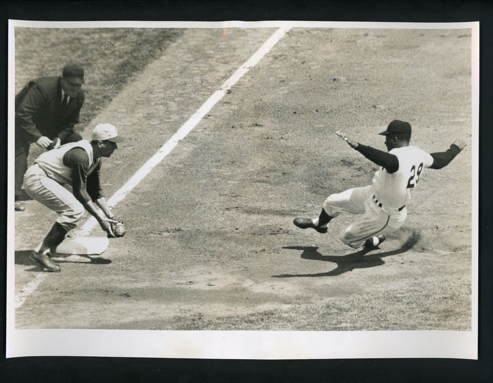 Alex Grammas Willie Kirkland Jackowski 1958 Press Photo Poster painting Cincinnati Reds Giants