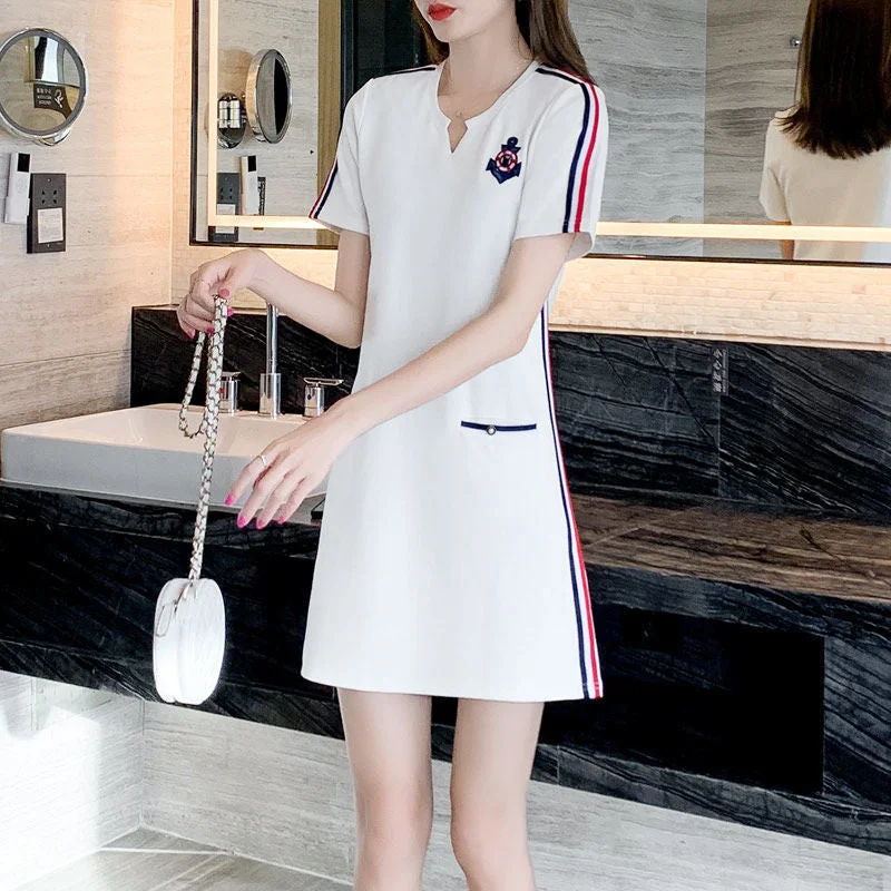Suofun Casual Good Quality Dress Women's 2021 New Women's Summer Sweet Dress Medium Length Korean Slim Sports Casual Skirs