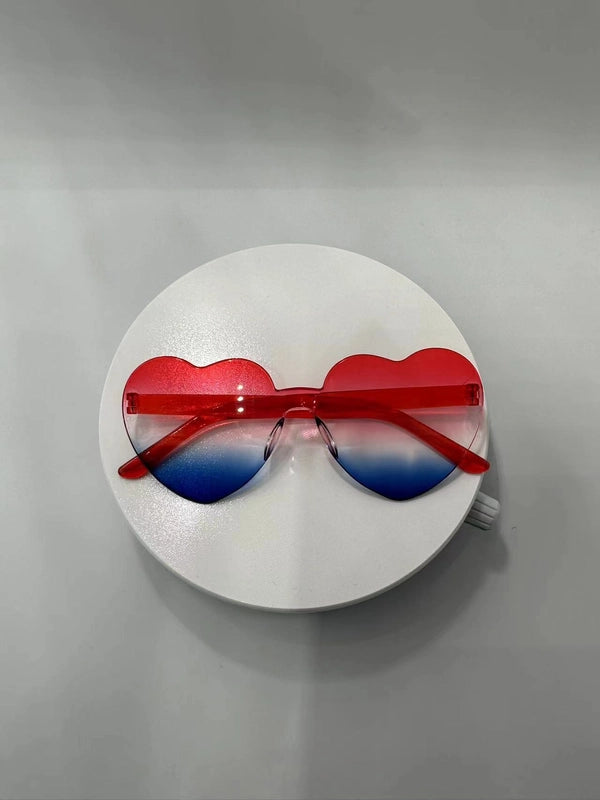 Transparent Jelly Color Love Sunglasses Men’s And Women’s Peach Heart Sunglasses Heart-shaped Conjoined Love Sunglasses