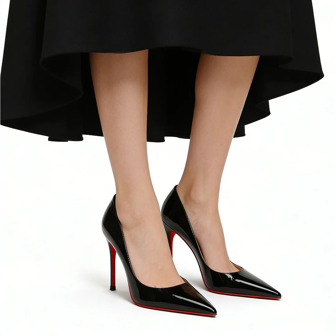 100mm Women's Red Bottom High Heels Party Daily Patent Pumps-MERUMOTE
