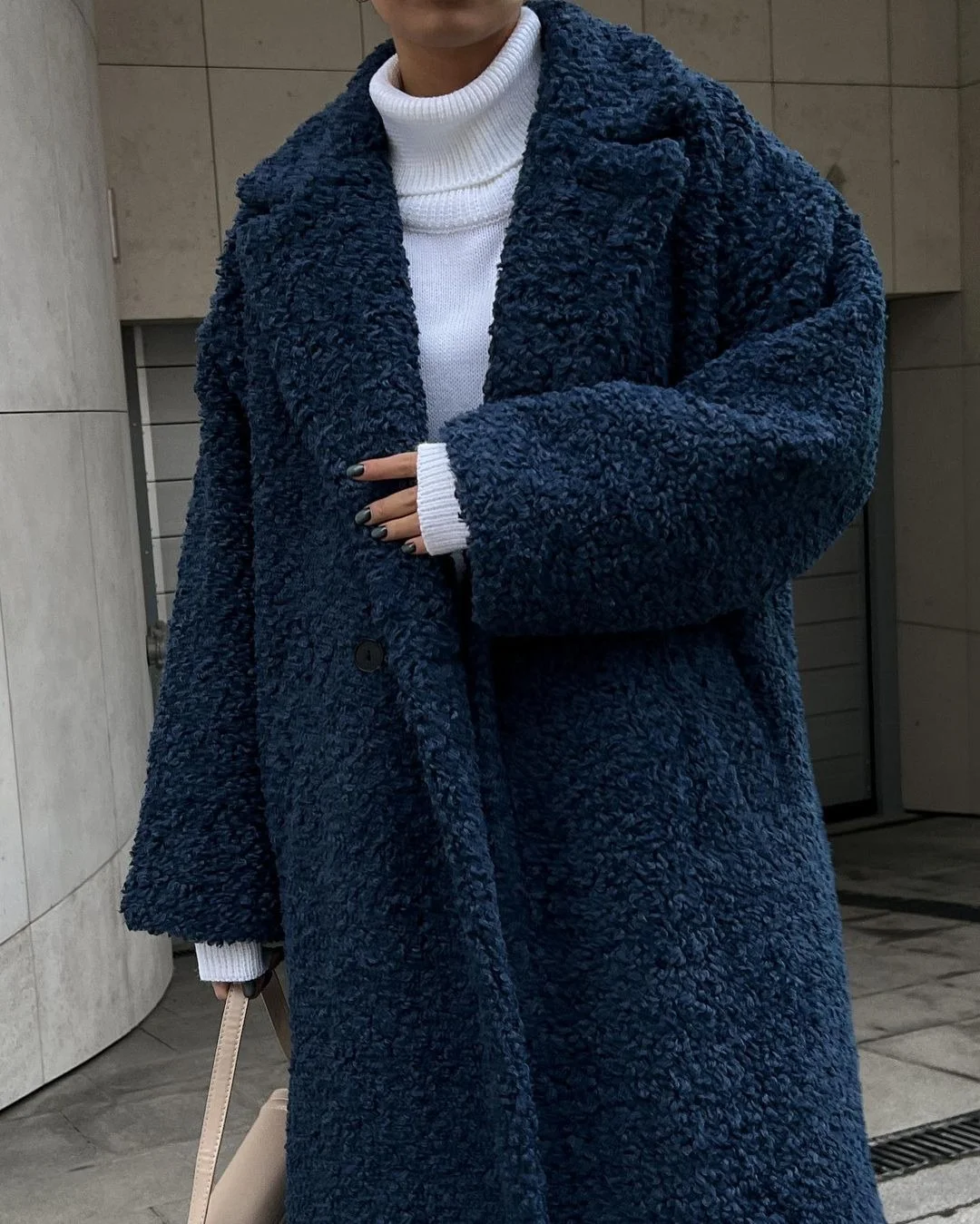 Nigikala Nigikala Autumn And Winter New Women's Temperament Commuting Coat Long-Sleeved Collar Plush Coat Woman
