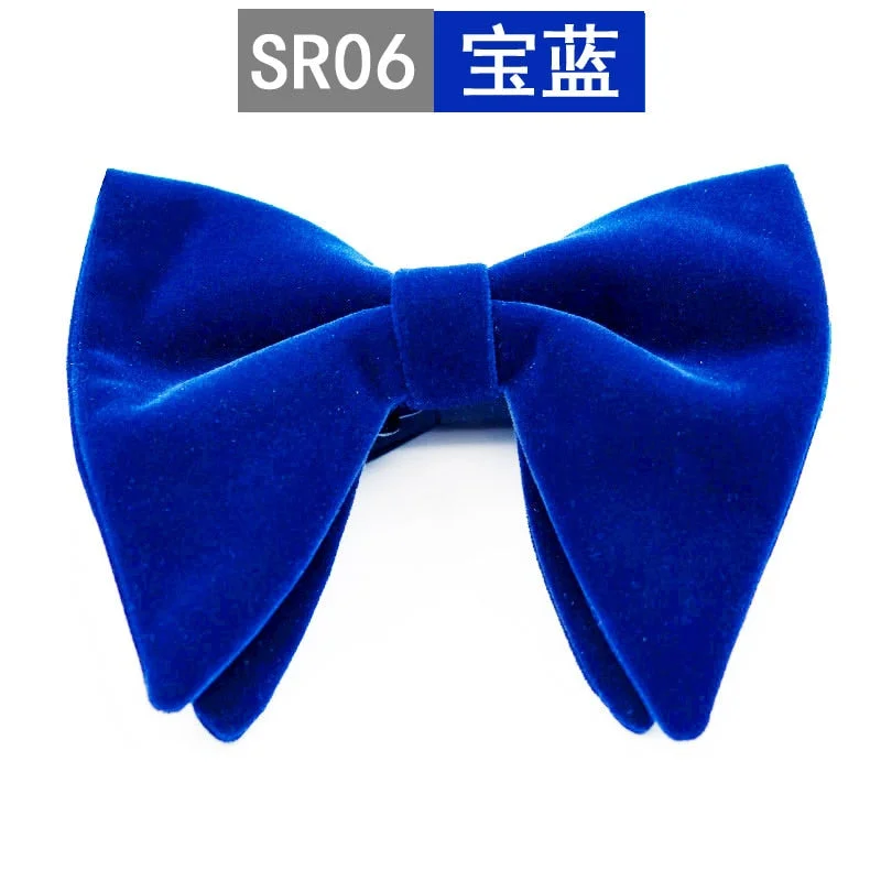 New Fashion Velvet Big Bowties for Women Mens Groom Wedding Bow Tie Skinny Solid Color Gravatas Slim Black Cravat Accessories