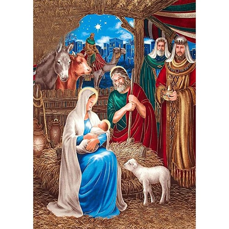 Peinture de diamant - ronde complète - naissance de Jésus