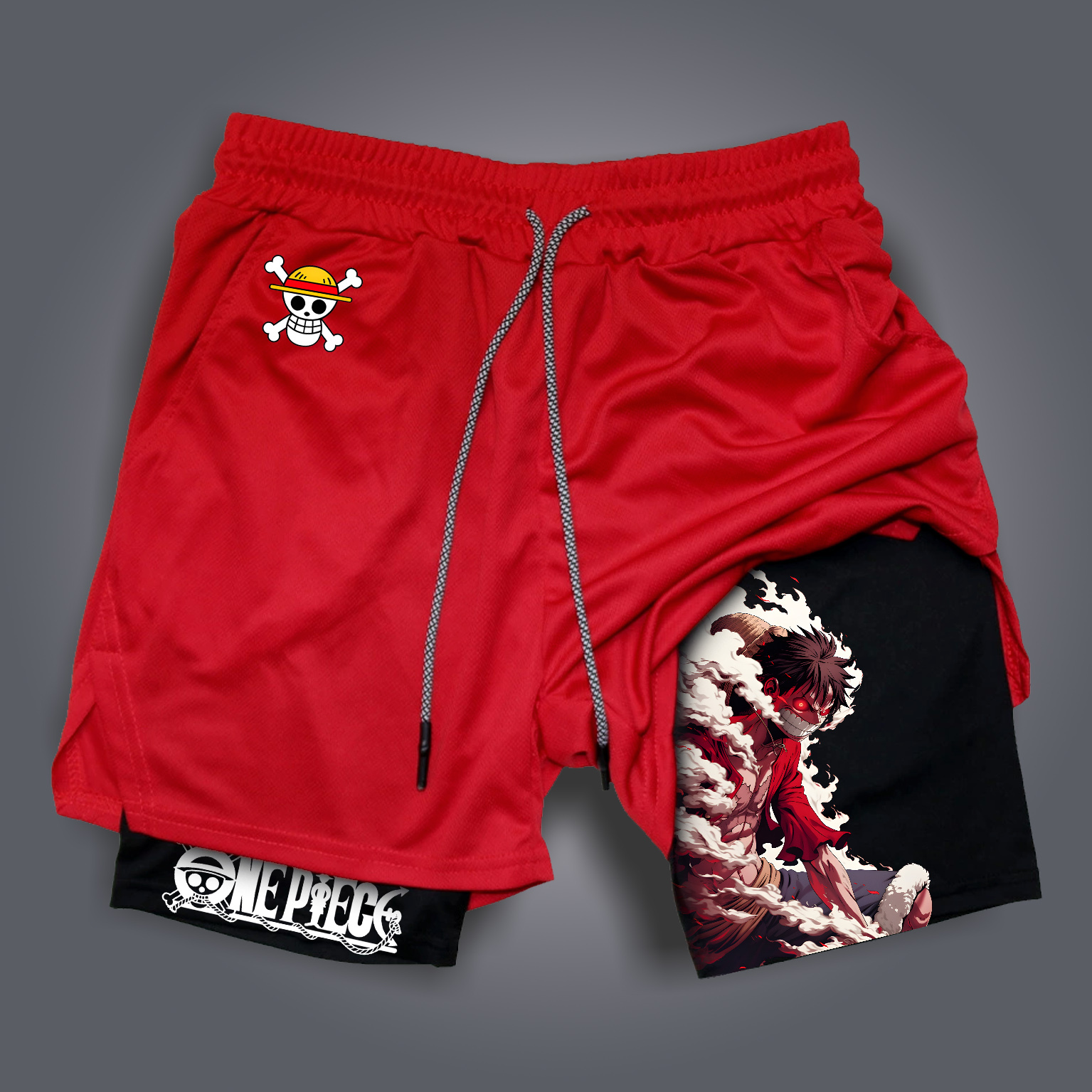 Men's Casual Anime Printed Double Mesh Sports Shorts Quick Dry Sports Shorts / TECHWEAR CLUB / Techwear