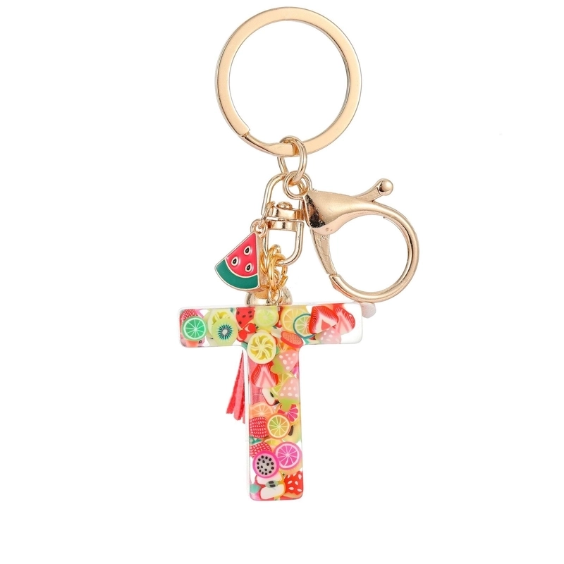 Cute Letter Tassel Watermelon Resin Unisex Keychain