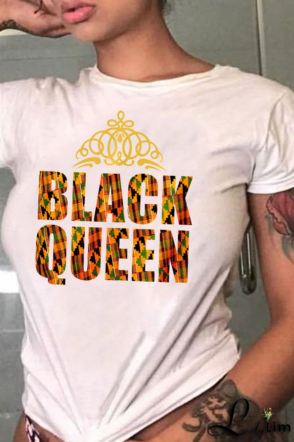 Rose Red Fashion Casual Letter Print Basic O Neck T-Shirts