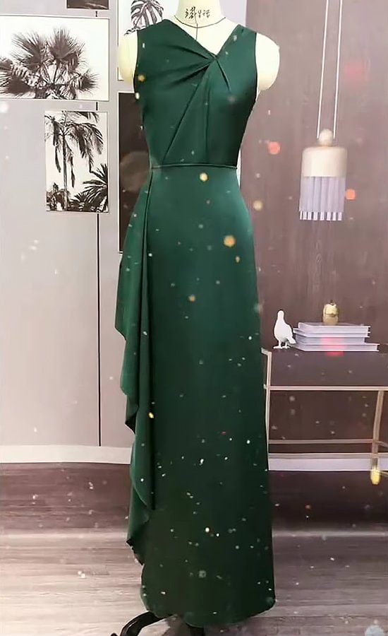 Dark Green Ruffles Bridesmaid Dress PD0312