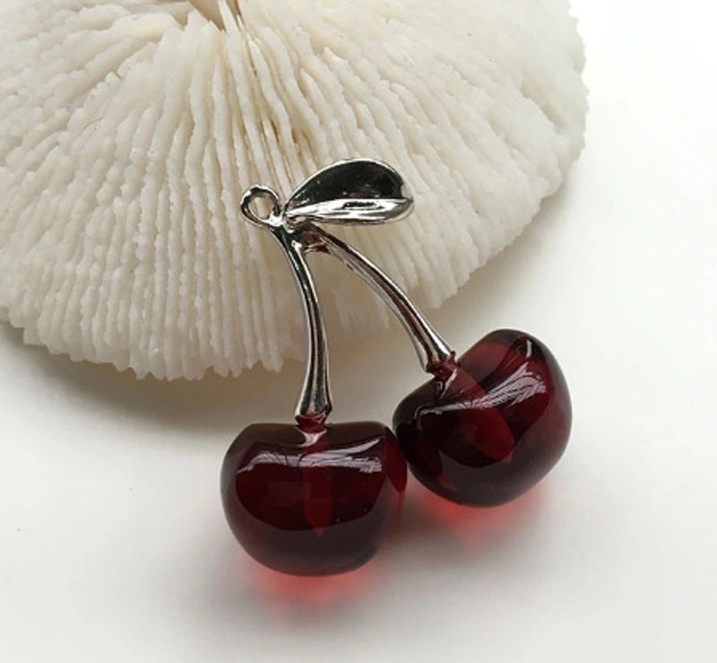Summer Iced Emulational Fruit Cherry Cherry Diy Three-Dimensional Pendant Accessories Earrings For Women Earring Material
