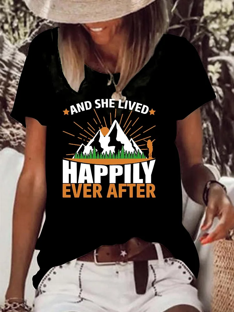 And She Lived Happily Ever After Raw Hem Tee-Annaletters