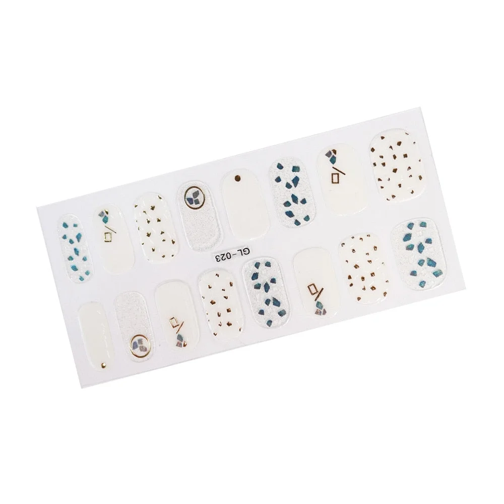 16 Tips/Sheet Glitter Series Powder Sequins Nail Decoration Nails Art Decoration Full Cover Nail Stickers Manicure Designed