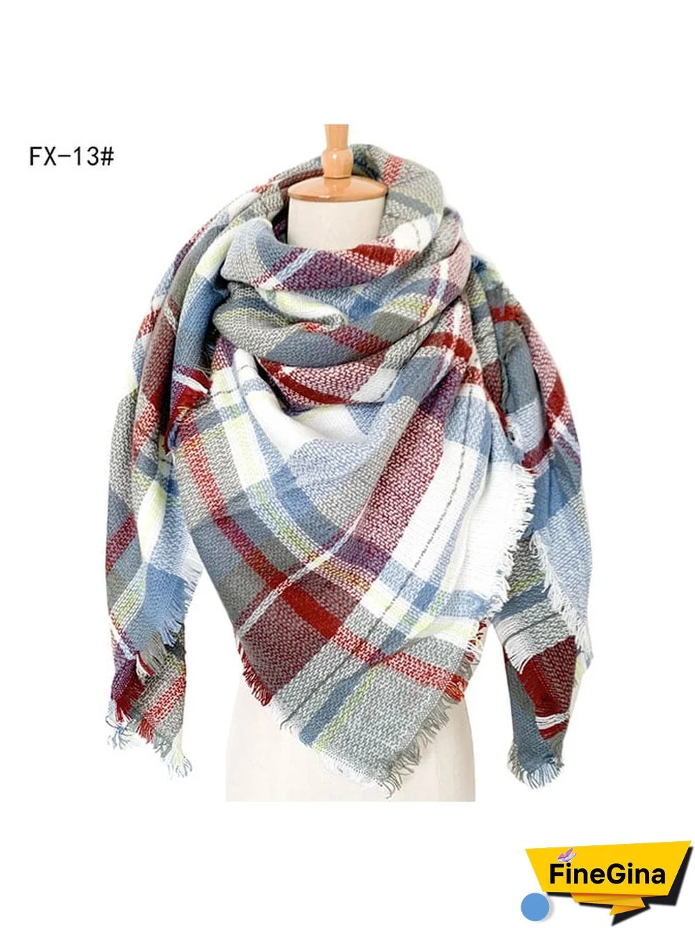 Imitation Cashmere Oversized Double-Sided Colorful Plaid Square Scarf