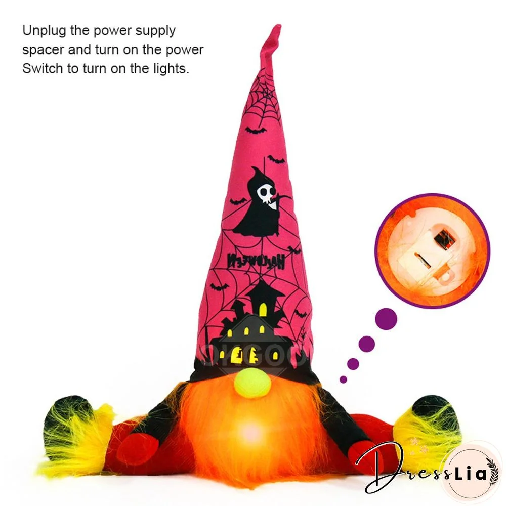 Halloween Plush Gnome Doll With Warm Lights