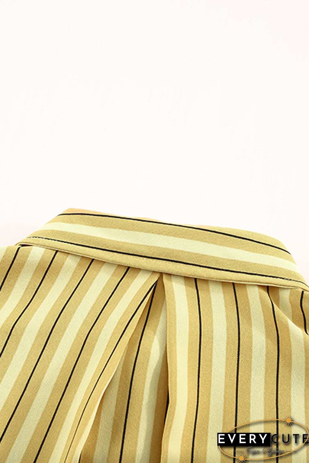 Yellow Striped Buttons Closure Long Sleeve Shirt