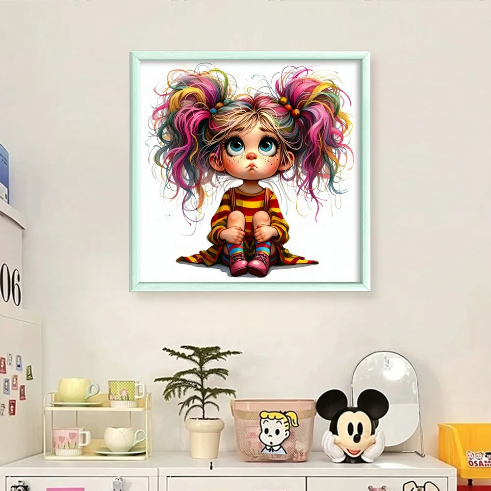 11CT Full Stamped Cross Stitch - Girl(Canvas|40*40CM)