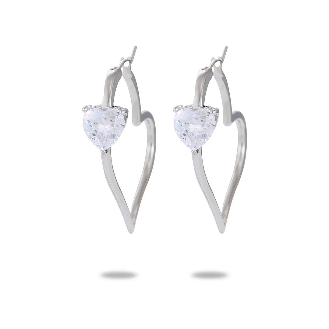 Electroplated White Gold Stainless Steel Earrings