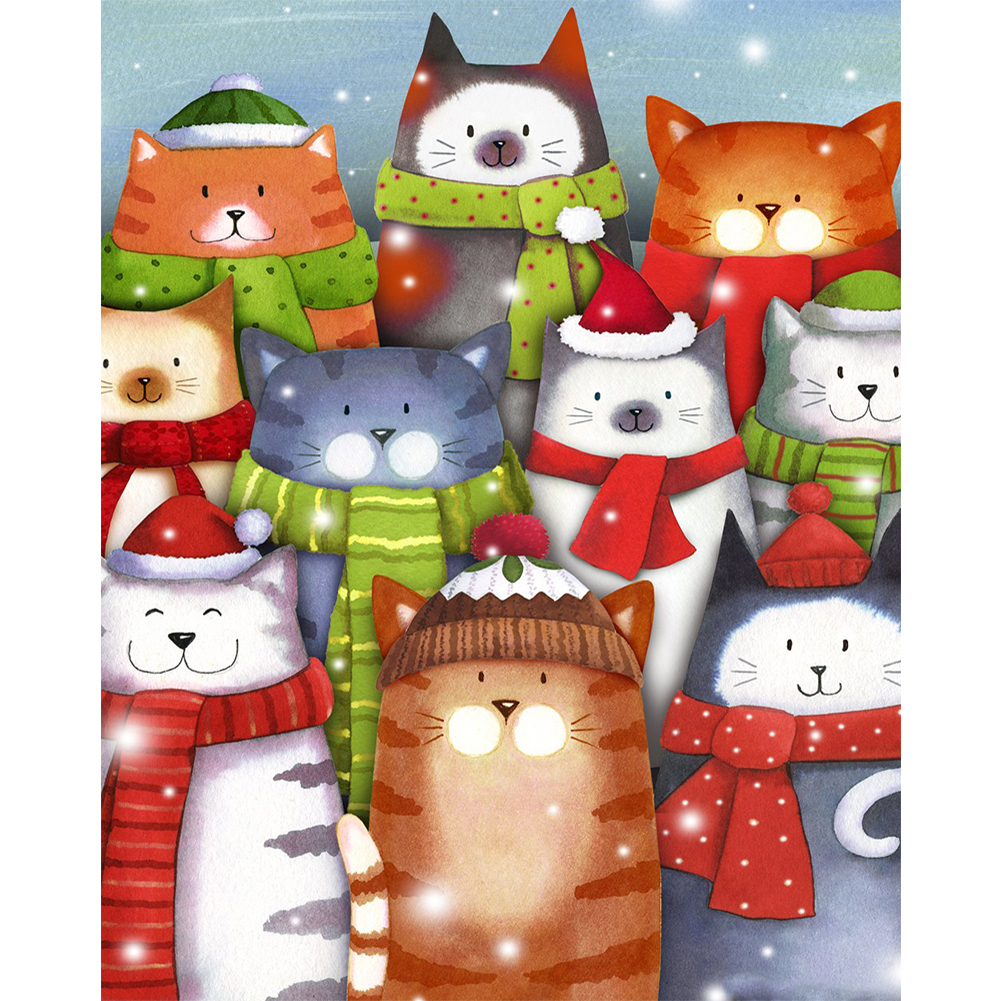 

Cat Scarf - Round Drill Diamond Painting - 30*40CM, 501 Original