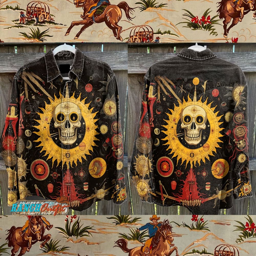 Vintage Skull Sun Print Casual Shirt Multicolor / S