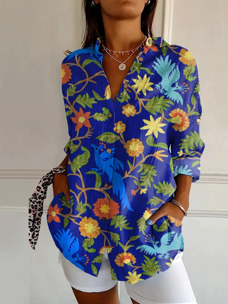 Animal Bird Wildlife Print Long Sleeve Shirt