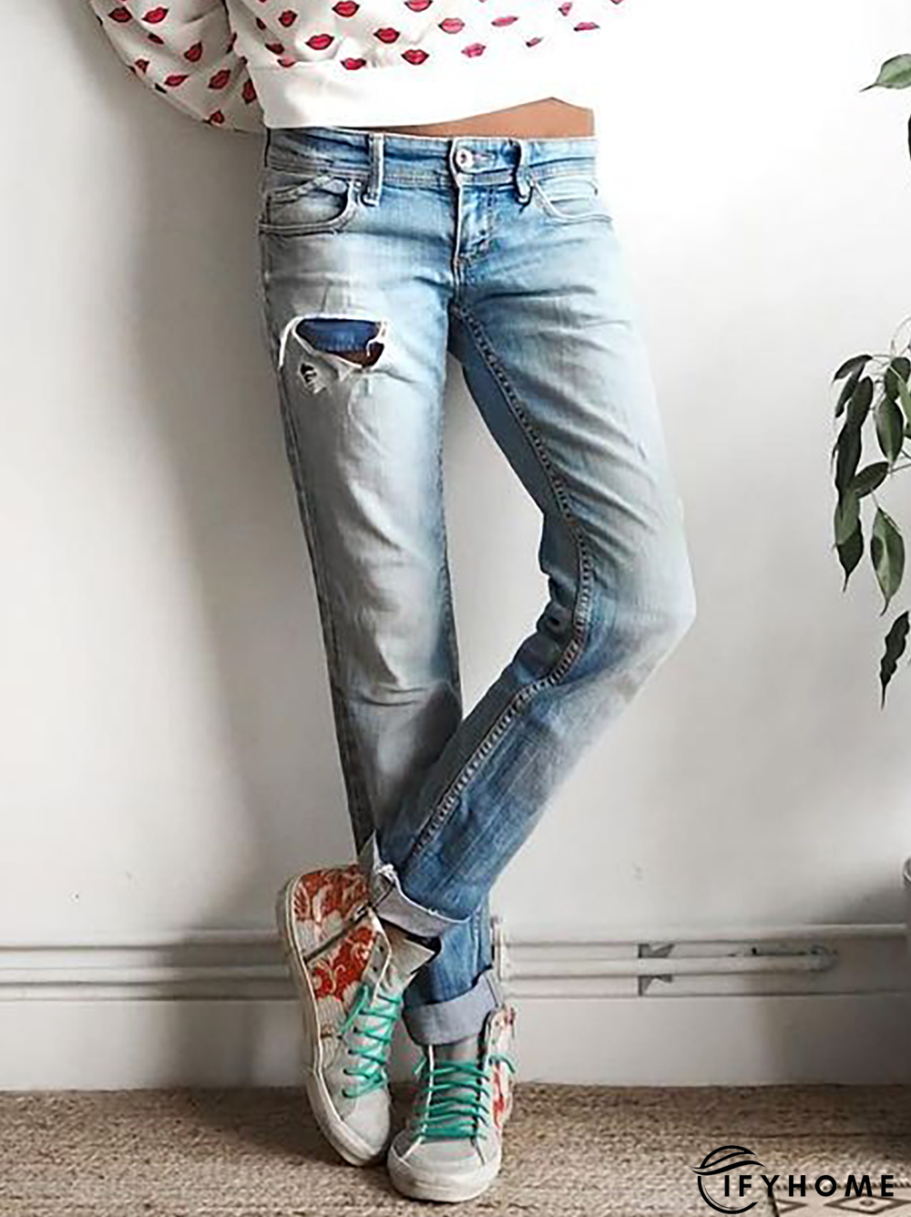 Solid Casual Jeans | IFYHOME